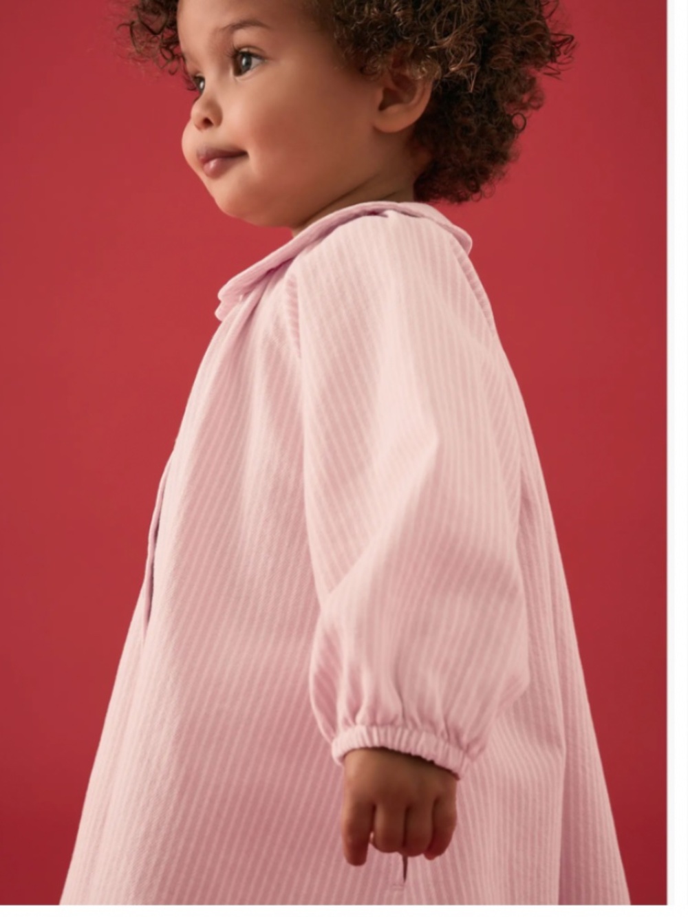 Next Kids Striped Long Sleeve Shirt Dress in Pink Combo 2-3 yrs